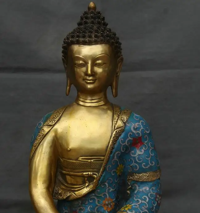 Китайский из перегородчатой эмали Бронзовый свинка храм Шакьямуни Амитабха