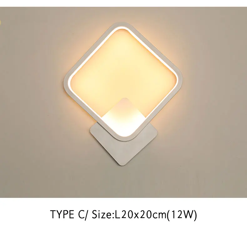 TYPE C L20x20CM Простой современный светодиодный настенный светильник для гостиной, спальни, столовой, прикроватные лампы, белое бра, светодиодный настенный светильник, креативный светильник - Цвет абажура: TYPE C L20x20CM
