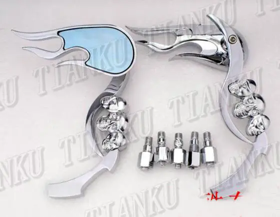Мотоциклетные зеркала с черепом и пламенем для Yamaha VStar 400 650 1100 1300 Virago Xv 250 535 750 Road Star