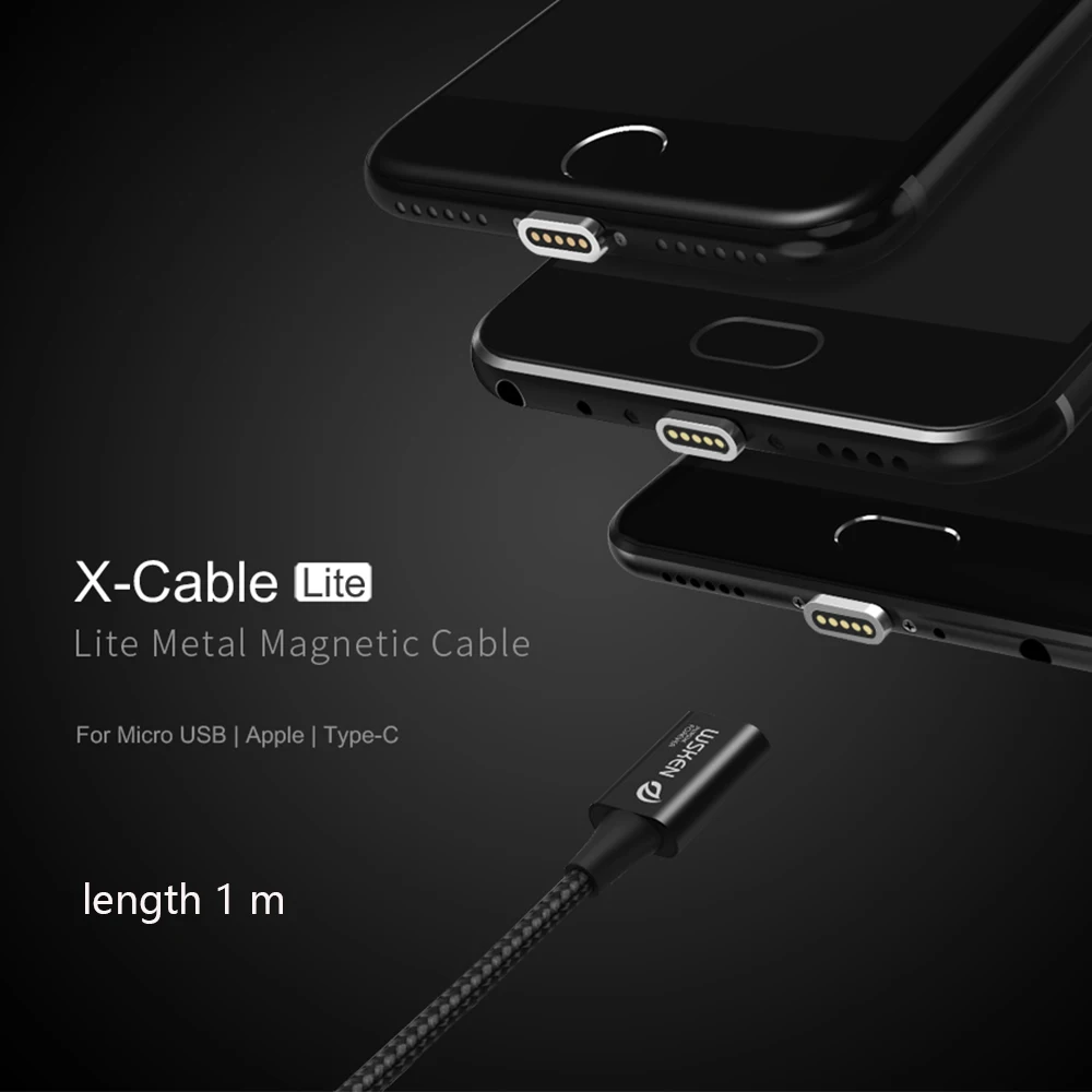 WSKEN Lite1 микро USB кабель Быстрая зарядка Магнитный кабель USB Магнитный кабель для зарядного устройства для iPhone type-c USB-C кабель 1 м