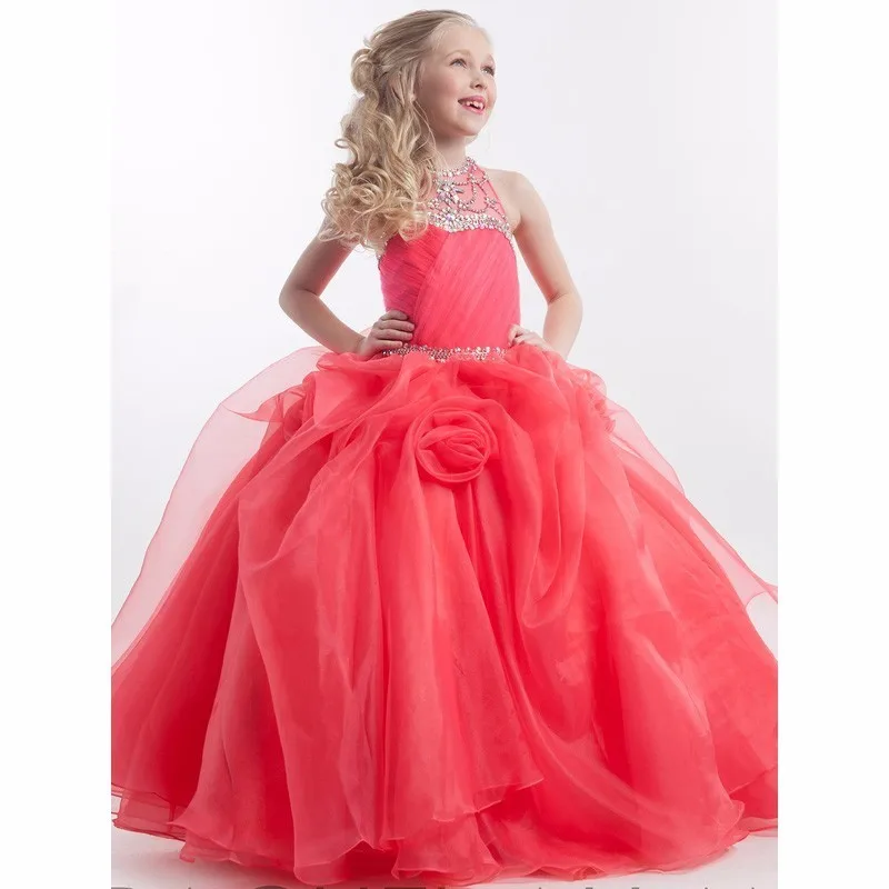 Новые Блестками Бисером Хрустальный Цветок Девочки Платья Для Свадьбы Длина