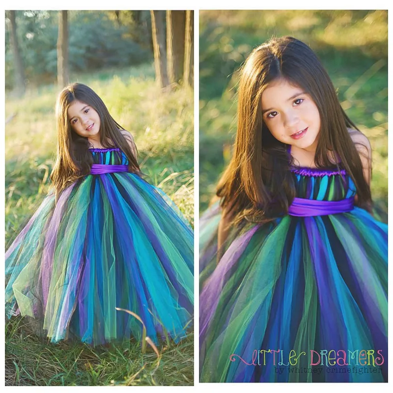 Платье-пачка для девочки длинное платье ручной работы в виде павлина свадьбы дня