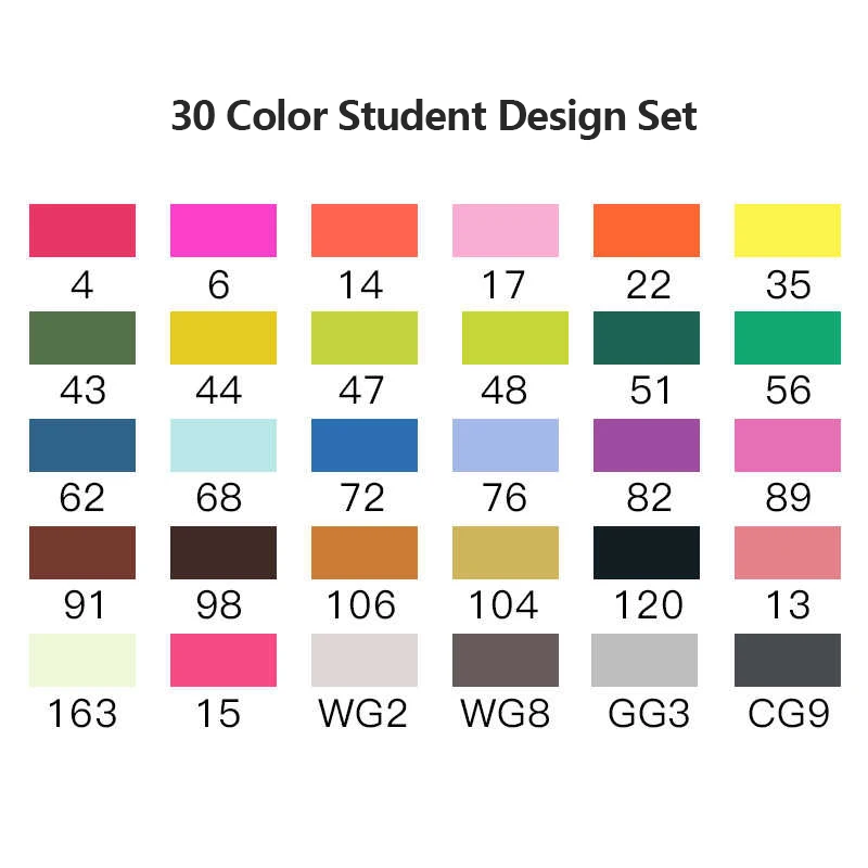 30-Student Design TouchFIVE 30/40/60/80/168 Цвет маркер для рисования набор двойной головой художественный эскиз жирной на спиртовой основе маркеры для анимации Manga - Цвет: 30-Student Design