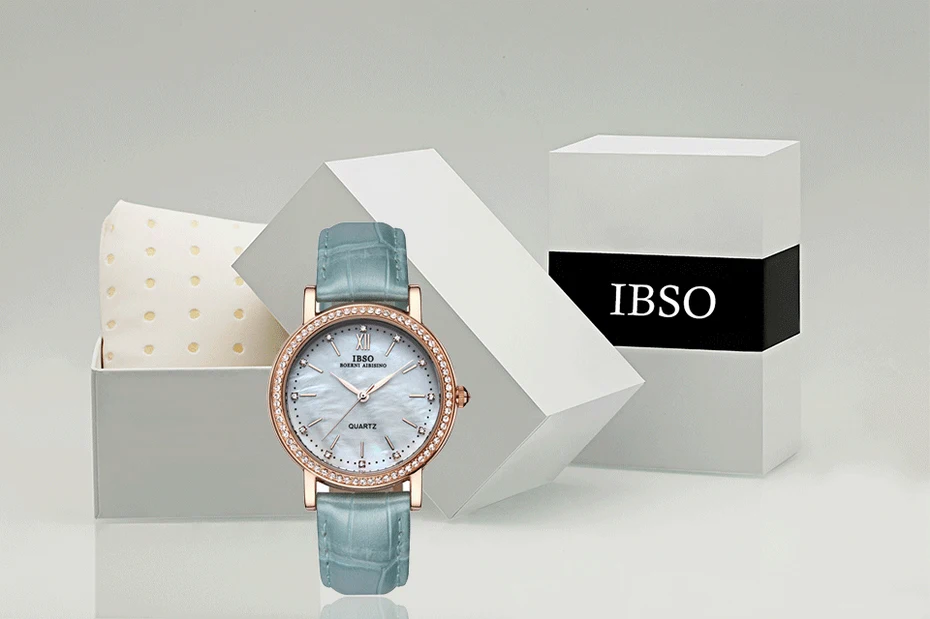 IBSO новые модные брендовые часы для женщин Роскошные кристаллы алмаза оболочки часы для влюбленных из натуральной кожи ремешок 3992
