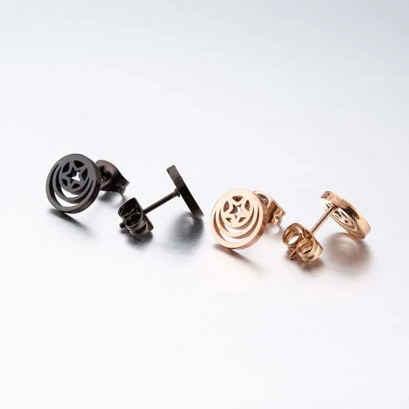 Yiustar New Simple Hollow Small Star Geometric Round Circle Stud Earrings for Women Ear Attractive Charming Jewelry Keepsake | Украшения и