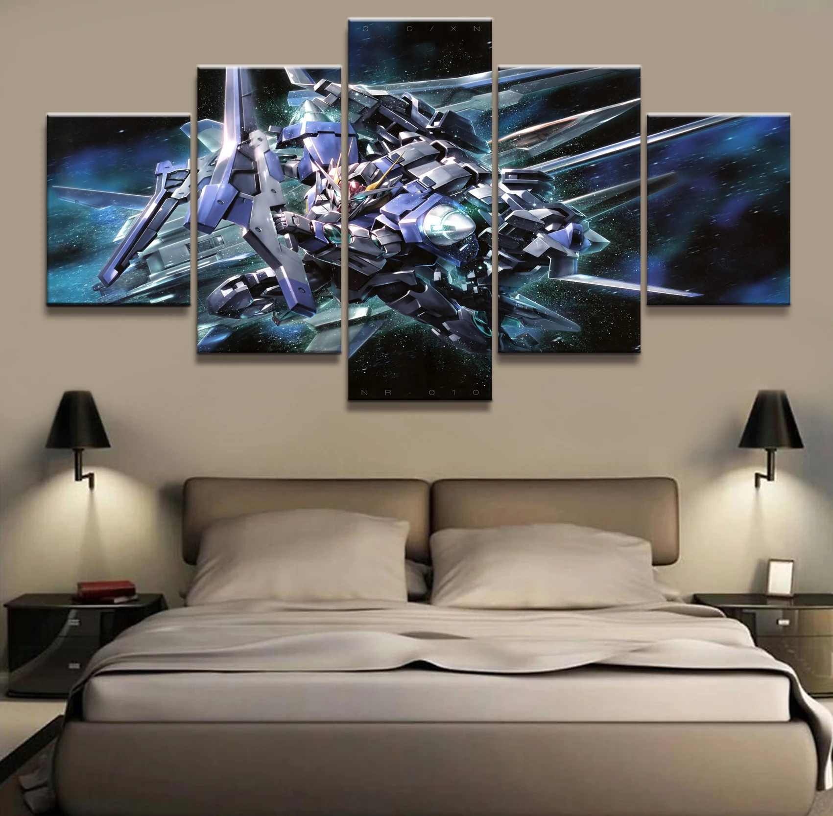 Настенная живопись картины холст печатный аниме модульный плакат 5 панелей Gundam