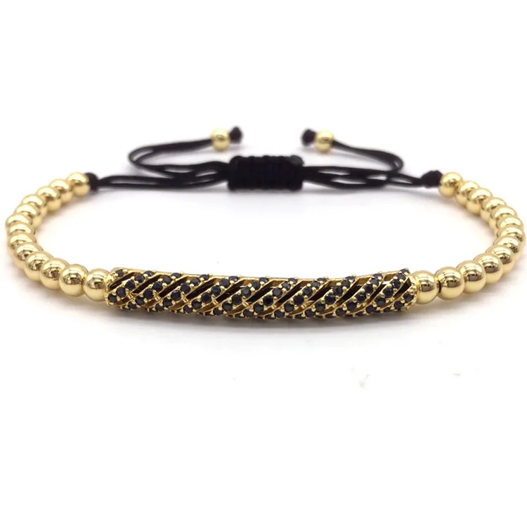 NAIQUBE 2017 Hot Brand New Trendy Braided Bracelets & Bangles CZ Long Tubes &4MM Copper Beads Macrame Jewelry For Men | Украшения и