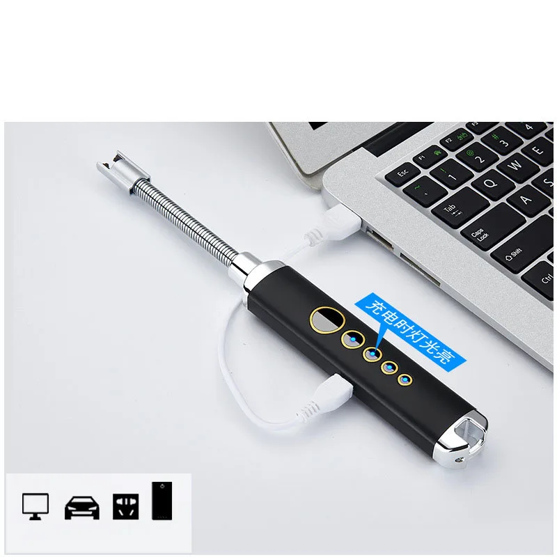 New USB Charging Arc Pulse Kitchen BBQ Igniter LED Power Display Safety Bend Igniter Cigarette Windproof Lighter
