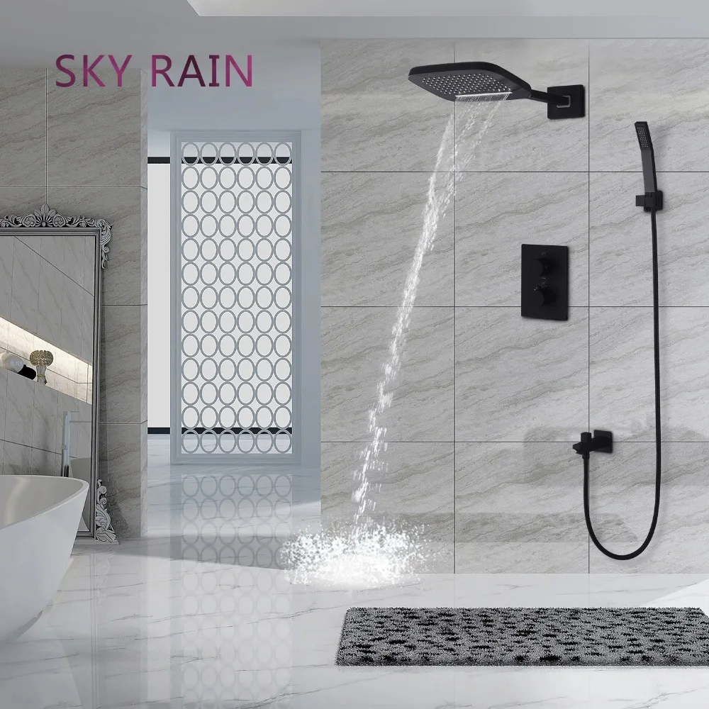 Матовые черные смесители для душа SKY RAIN настенный набор Душевая система