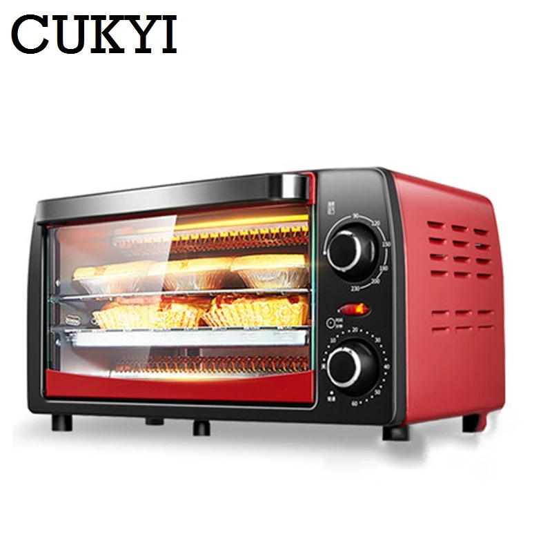 CUKYI mini pizza oven baking pink mini time-controlled 12L pull down the door good quality and cheap oven