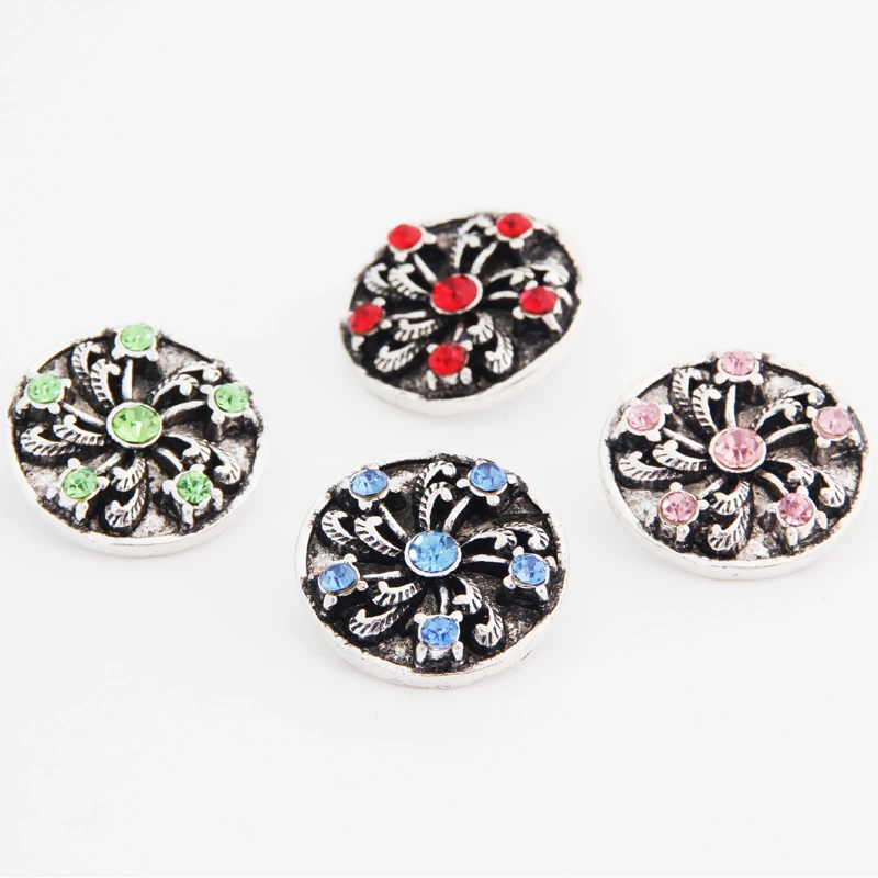 Модные красивые шармы Стразы с поворотным рисунком 18 мм защелкивающиеся кнопки подходят для оснастки бриллиантов оптовая продажа ювелирных изделий KZ1194