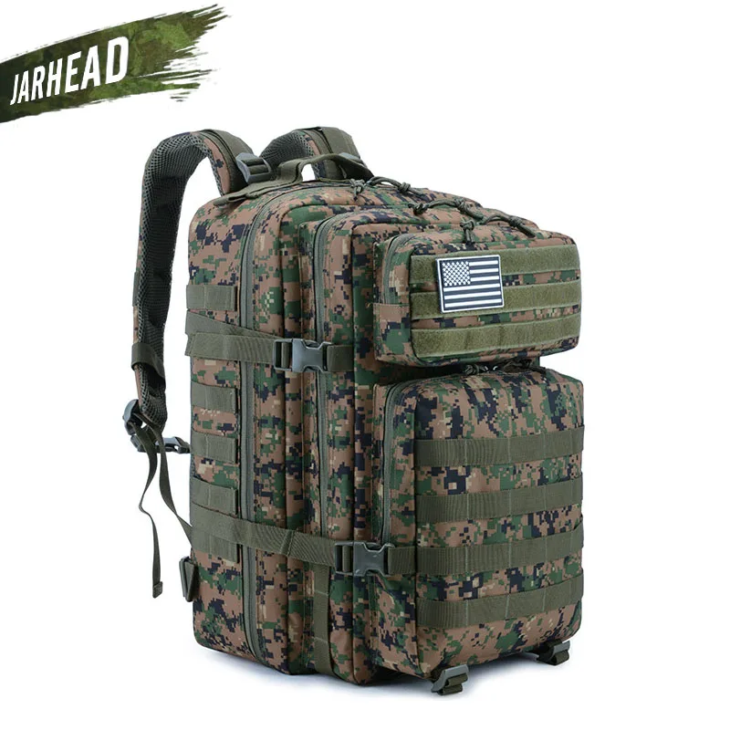 JUNGLE DIGITAL Темно-синий Тактический штурмовой рюкзак 3P EDC Molle, мужской рюкзак для занятий спортом на открытом воздухе, альпинизмом 45L, охотничьей походной Оксфордской сумкой - Цвет: JUNGLE DIGITAL
