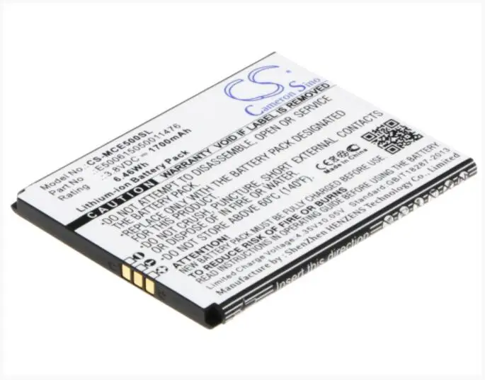 Аккумулятор Cameron Sino 1700 мАч для мобильного телефона MOBISTEL Cynus E5 4G E500615050011476
