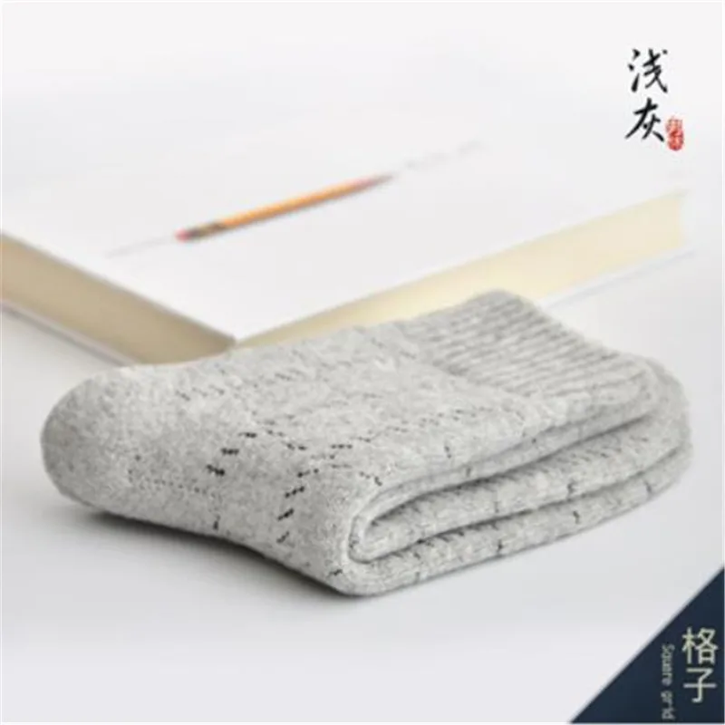 Stripe Light gray Зимние мужские супер толстые кашемировые шерстяные носки высокого качества Классические деловые Брендовые мужские носки мужские повседневные носки зимние 3 пары = 1 партия - Цвет: Stripe Light gray