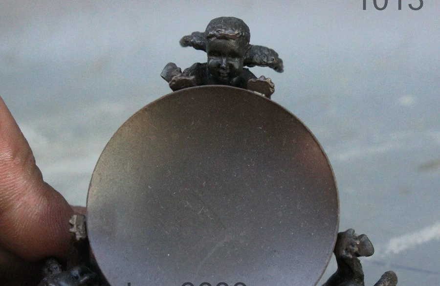 Медная латунь ремесло Китайский буддизм 3 прекрасный Купидон крыло Ангела статуя