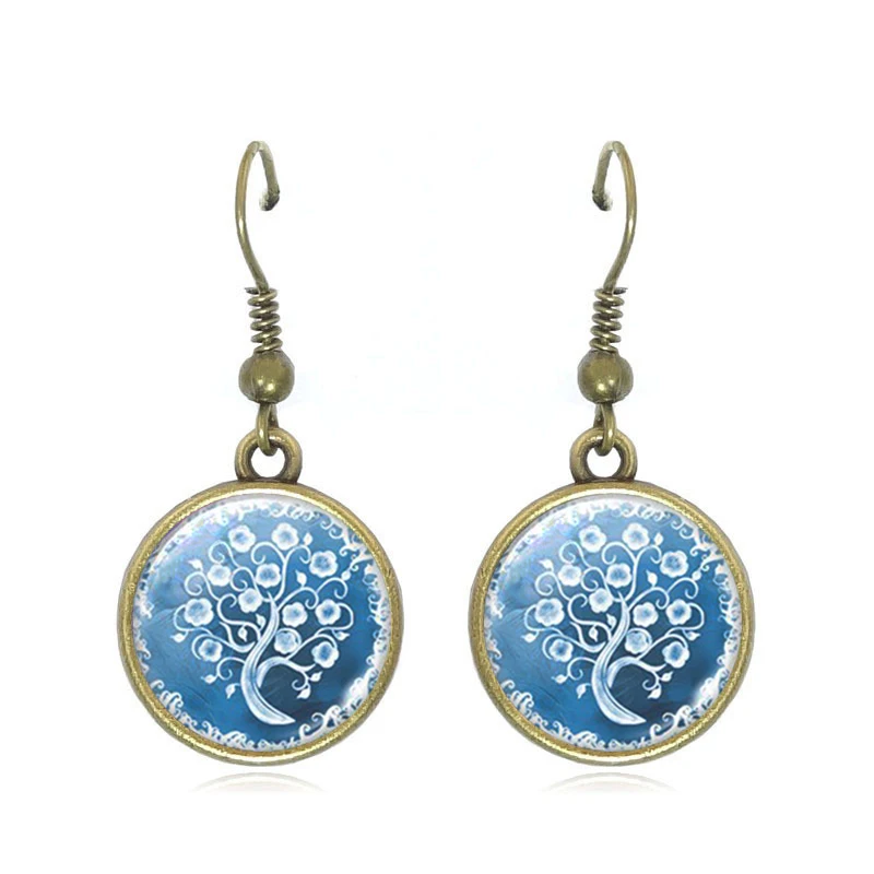 Винтажные серьги-подвески TAFREE с изображением дерева жизни Инь Янь в античном