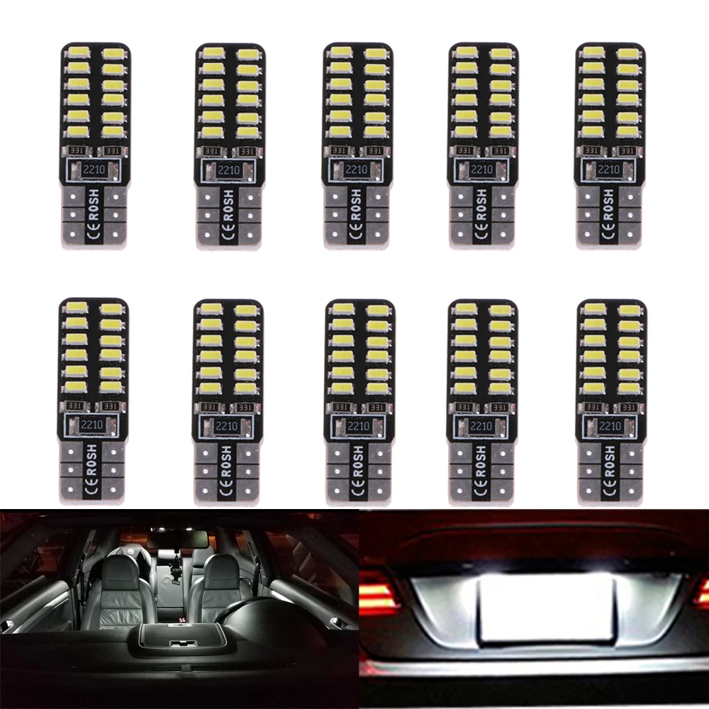 10 шт. T10 LED Canbus W5W 168 194 Автомобильная лампа 24 3014SMD сигнальная указатель поворота