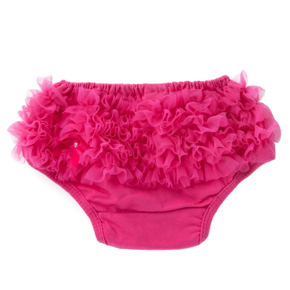 Hot Pink Нижнее белье для маленьких девочек, трусики-шаровары с оборками и бантом для малышей, нижнее белье для подгузников, трусики-подгузники,# c - Цвет: Hot Pink