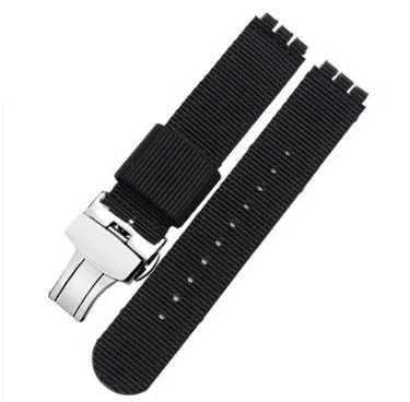 Модный Полосатый нейлоновый ремешок 17мм19мм для SWATCH YGS/YAS/YLS/YCS/SUO цветные спортивные Ремешки для наручных часов водонепроницаемые и пот - Цвет ремешка: 03 Butterfly buckle