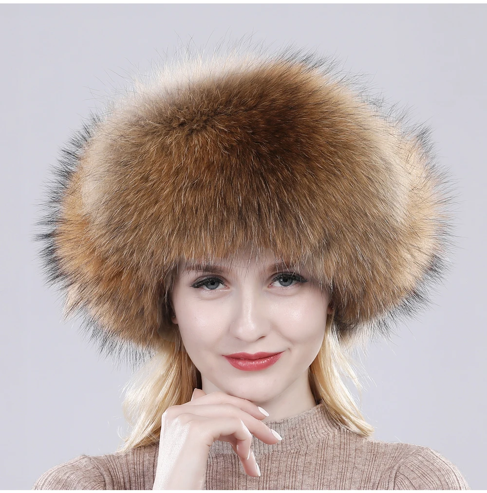 Новая Женская Роскошная зимняя шапка из натурального Лисьего меха, теплая мягкая качественная шапка из натурального меха енота, шапка унисекс из натуральной овечьей кожи