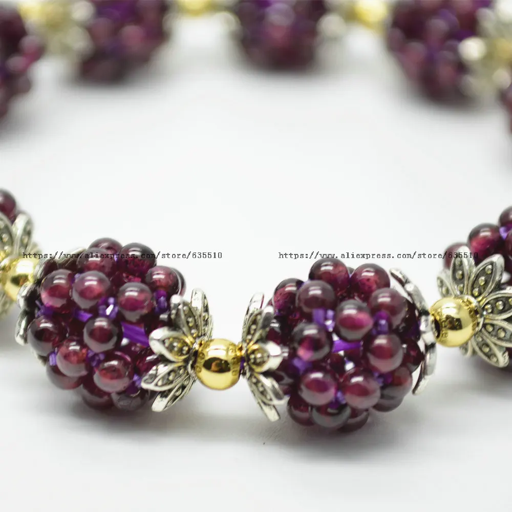 Handmade Natural Garnet Round Beads Knotted 12mm Balls Elastic Line Bracelet Fashion Woman Jewelry Gift | Украшения и аксессуары