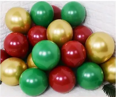 green red gold 15 шт., 12 дюймов, 10 дюймов, золотые, серебряные, розовые металлические латексные шарики для свадебного украшения, матовые гелиевые шарики, украшение для дня рождения, для взрослых - Цвет: green red gold