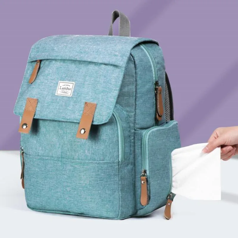 Authentic LAND Mommy Diaper Bags Mother Large Capacity Travel Nappy Backpacks with anti-loss zipper Baby Nursing Bags NEW