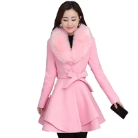 brieuces new 2022 autumn winter wool coat women long elegant wool blend coats female sweet preppy large fur coat outwear