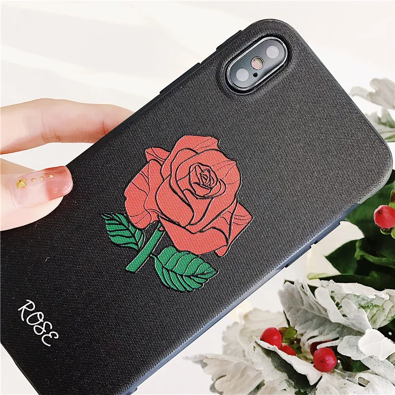 Fashion Italy Brand Soft Case for iPhone 8 Coque Funda XS MAX X XR 6 6S 7 Plus Relief Rose Love Couple Luxury Cover |