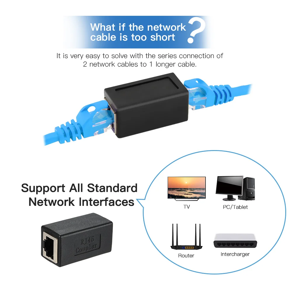 RJ45 Соединительная муфта в линии CAT 5/CAT 6/CAT 7 LAN Ethernet кабель удлинитель адаптер