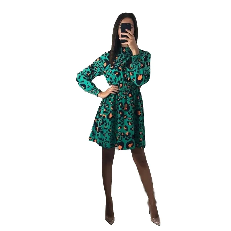 Новое поступление женские повседневные весенние платья с воротником стойкой