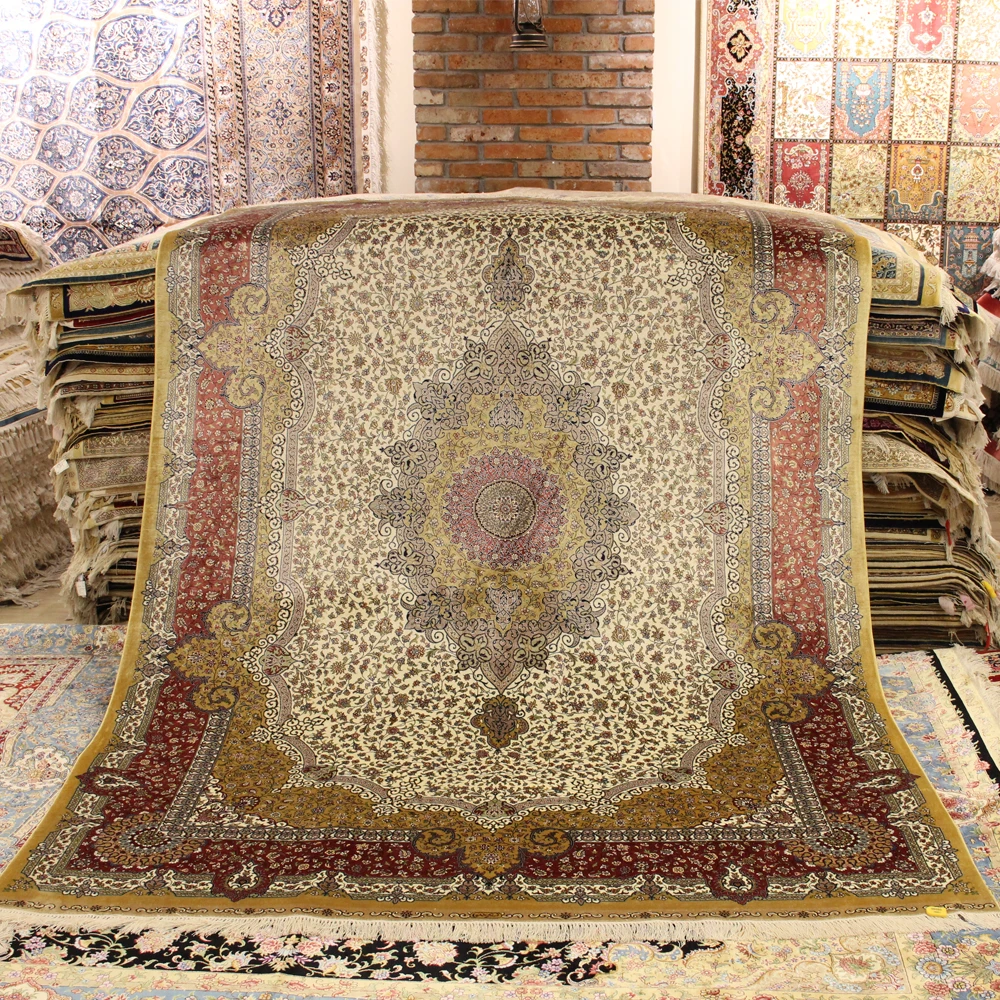 YILONG 6 'x 9' персидский шелковый ковер ручной работы мебель Восточный коврик