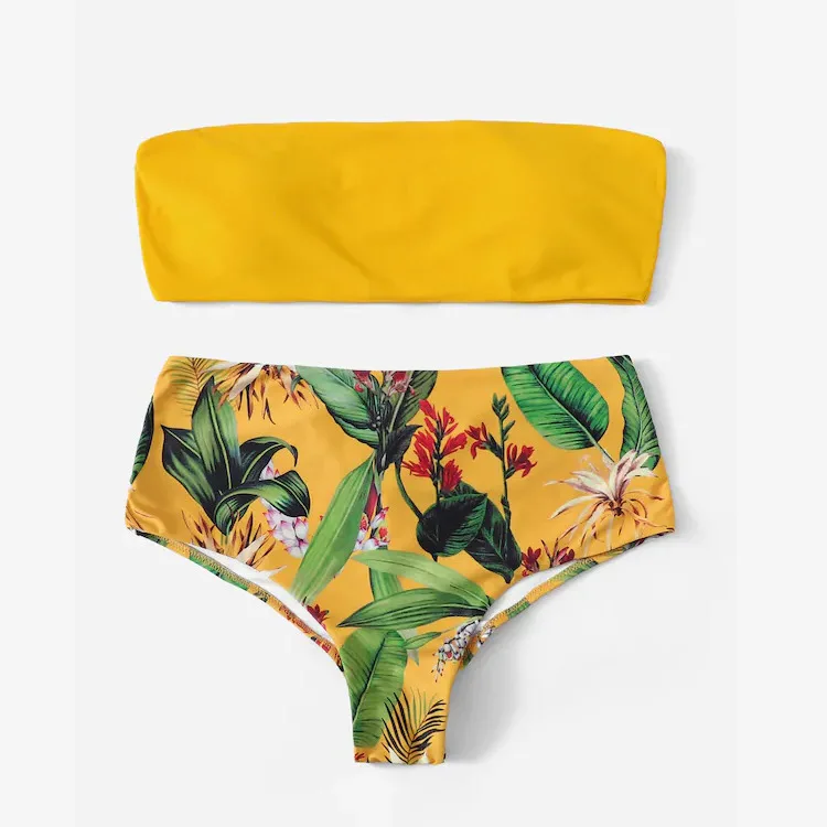 2019 Желтое Бикини бразильский купальник Женский комплект бикини с высокой талией
