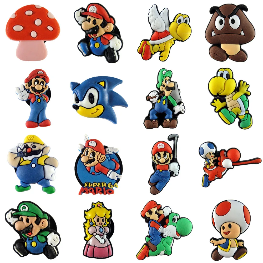 5 шт./лот Super Mario ПВХ обувь амулеты аксессуары для обуви украшения обуви пряжки аксессуары подходят для детей браслеты Croc JIBZ