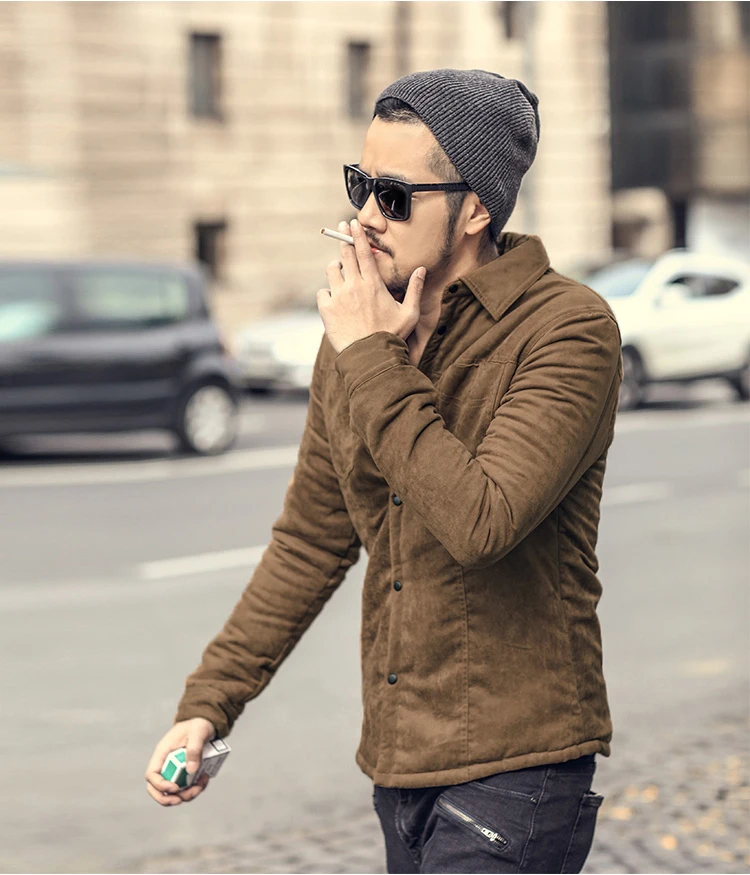 Для мужчин осень модный бренд Slim Fit с длинным рукавом пальто Для мужчин плед хлопок Повседневное теплая верхняя одежда Европейский стиль наивысшего качества пальто F2132