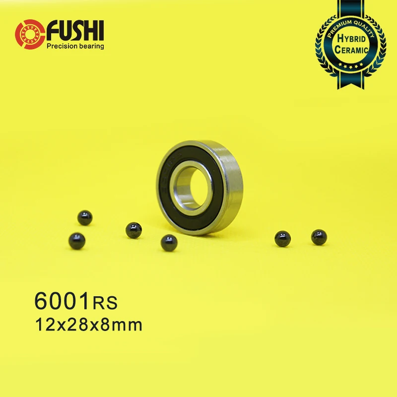 6001RS Hybrid Ceramic Bearing 12*28*8 mm ABEC-5 1PC Bicycle Bottom Brackets& Spares 6001 RS 2RS Si3N4 Ball Bearings 6001-2RS