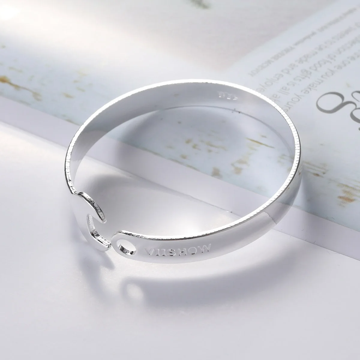 Vintage Retro Open Bracelet Wrench Shaped Unisex Titanium Steel Bangle for Women Men(Silver