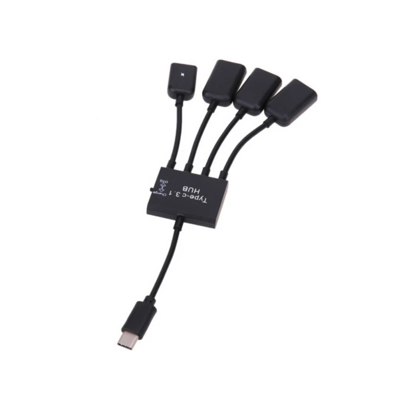 4-в-1 Type-C к Micro USB OTG концентратор с источником питания Type C Многофункциональный