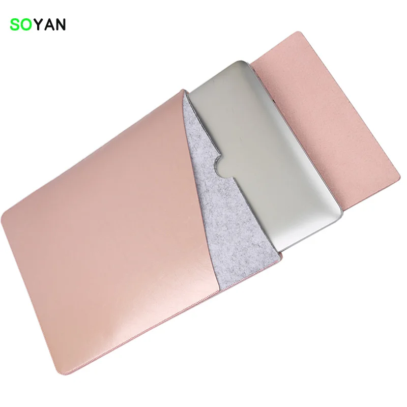 Сумка для ноутбука Мягкий кожаный чехол MacBook Pro retina & Air 12 13 15 двойной карман с