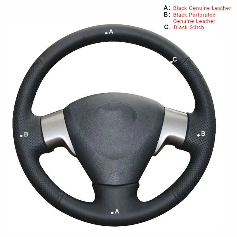 Genuine Leather Автомобильная Оплетка на руль для Toyota Corolla 2006-2010 Matrix 2009 Auris 2007-2009 Auris 2007-2010 Old Collora Cover - Название цвета: Genuine Leather