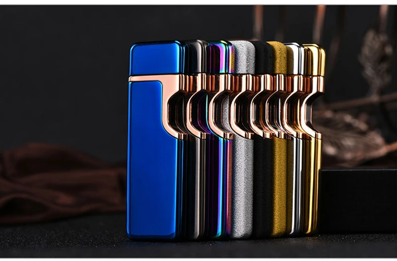 Тонкий гаджет для мужчин зарядки USB Зажигалка электронная сигарета зажигалки Металл ветрозащитный Электрический катушки пьезо зажигалки
