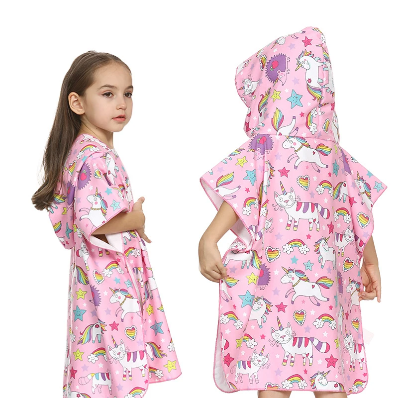 Банный халат Спортивное пляжное полотенце детский Единорог для путешествий