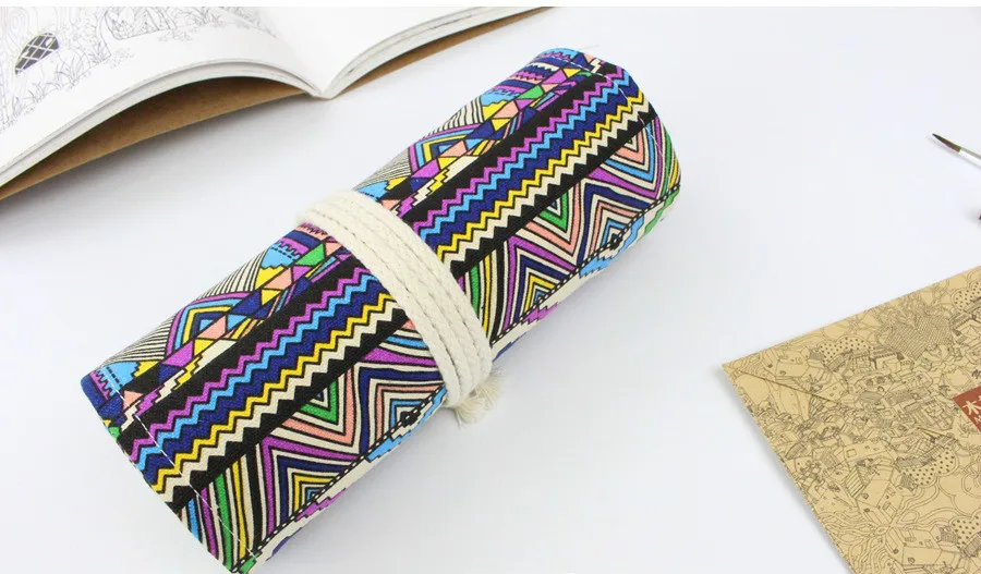 Hot selling canvas large capacity handmade bag pencil case curtain 36/48/72 colored pencils big box children painting | Дом и сад