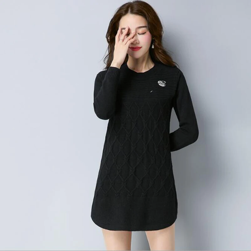 Winter Large Size Women's Korean Round Neck Long Sleeve Head Knit Sweater Loose Fresh Elegant Sweaters S-3XL OKXGNZ A257 | Женская