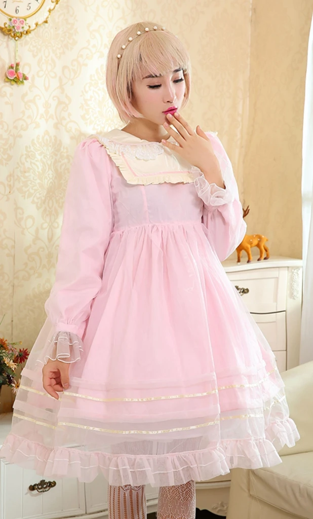 

Lolita dress high waist long-sleeved sweet lovely dress Sweet Love Lolita