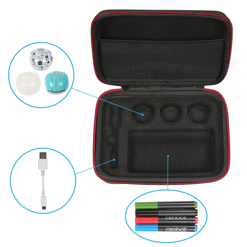 New EVA Hard Case for Ozobot Evo App-Connected Coding Robot - Fits USB Charging Cable / playfield Skin 4 Color Code Markers | Электроника