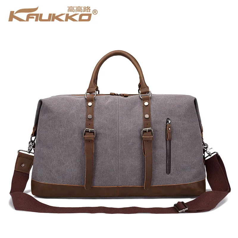 KAUKKO холщовые кожаные мужские дорожные сумки для переноски багажа спортивные