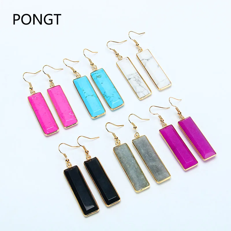 2017 новая мода натуральный камень кварц Кристалл длинные серьги для женщин