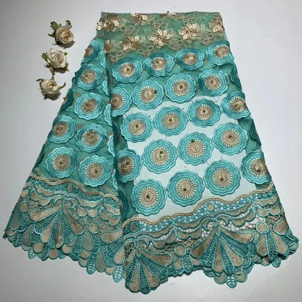 

Latest African Laces 2019 High Quality Tulle Fabric Laces Nigerian Lace French Cord Lace Fabric For Women Dress DFN62