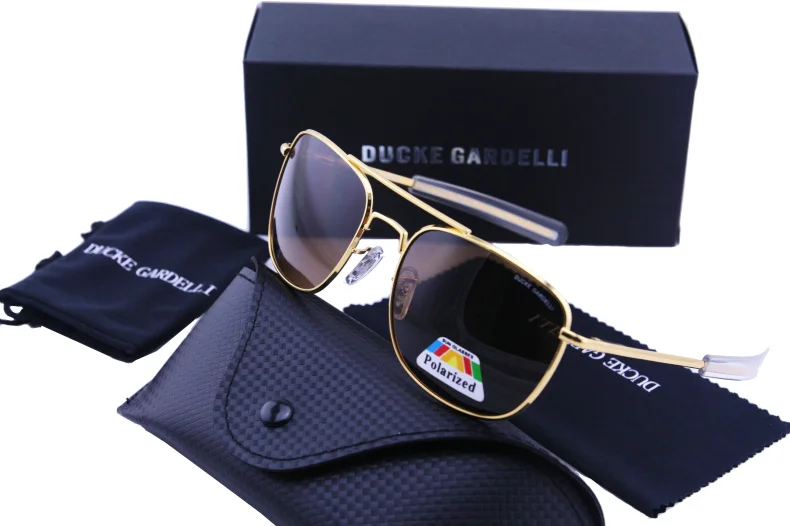 C3Gold Brown 57 DUCKE GARDELLI ВВС Военный флаер мужские Металлические поляризованные очки 57 мм 52 мм армейские Оптические солнцезащитные очки oculos de sol lunetes с коробкой - Цвет линз: C3Gold Brown 57